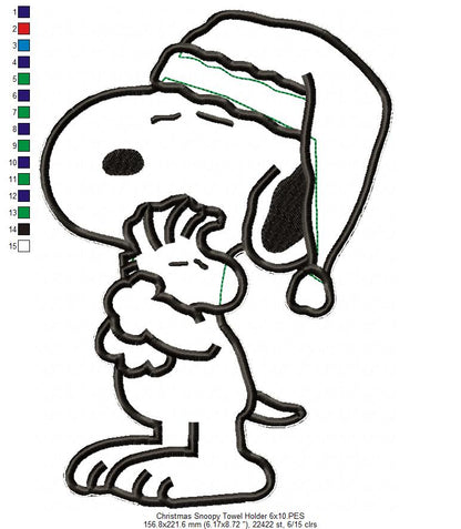 Christmas Snoopy Towel Holder – ITH Project – Machine Embroidery Design