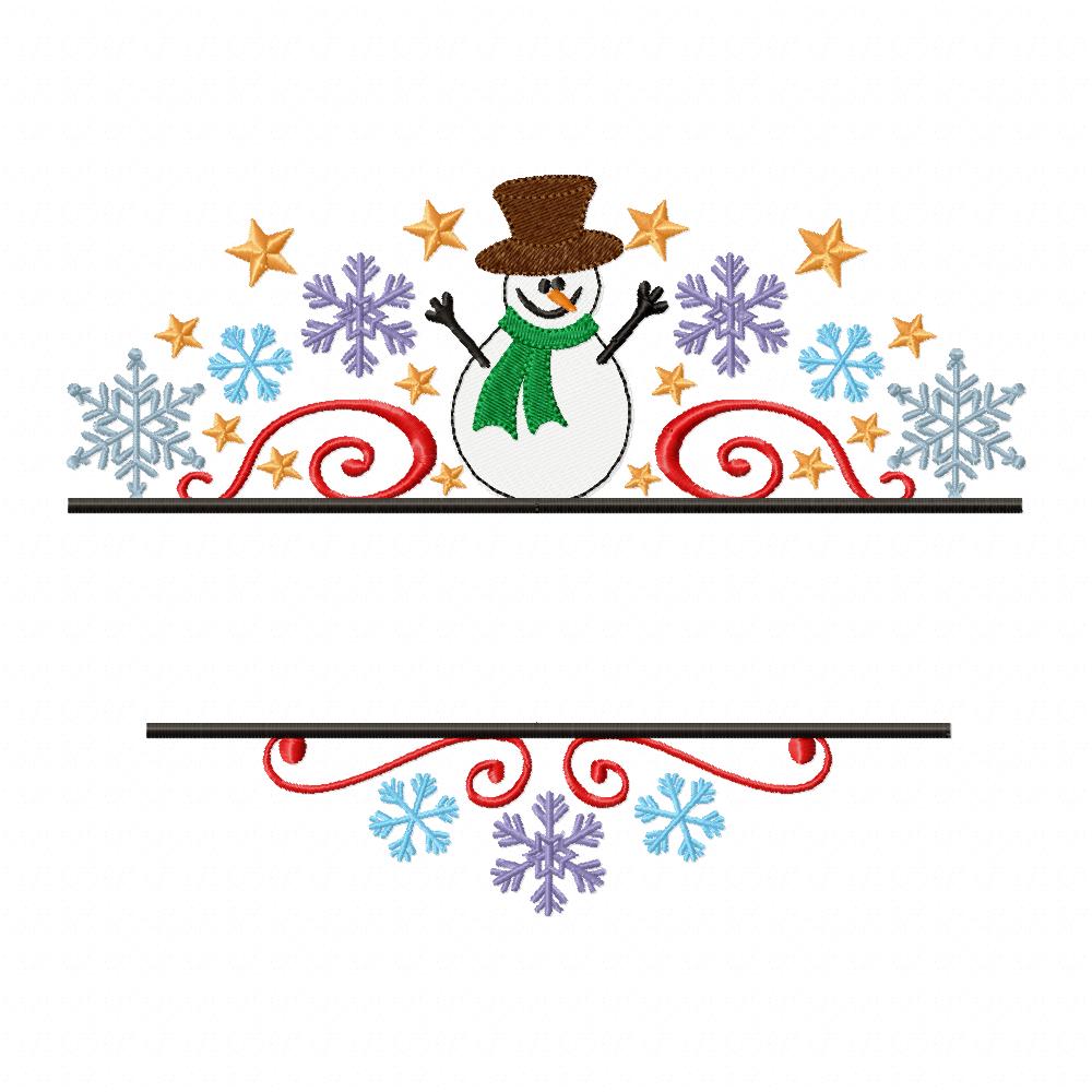 Family Christmas Split Monogram - Fill Stitch - Machine Embroidery Design