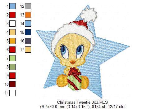 Christmas Tweetie - Fill Stitch - Machine Embroidery Design