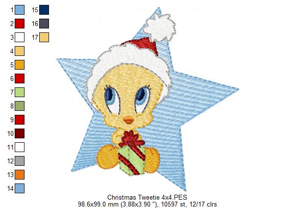 Christmas Tweetie - Fill Stitch - Machine Embroidery Design