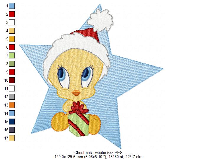 Christmas Tweetie - Fill Stitch - Machine Embroidery Design