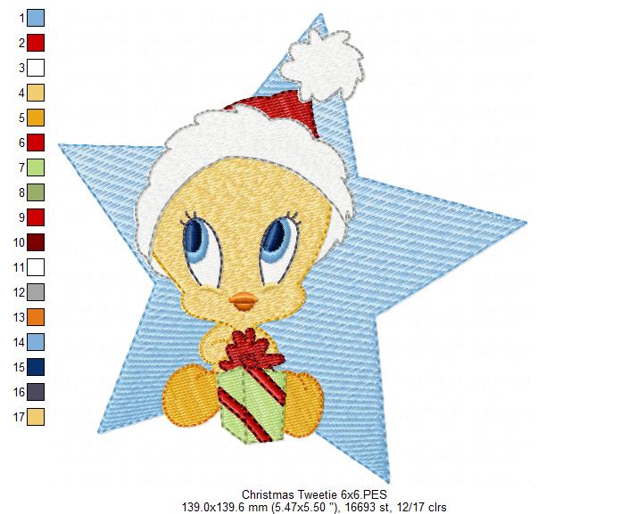 Christmas Tweetie - Fill Stitch - Machine Embroidery Design