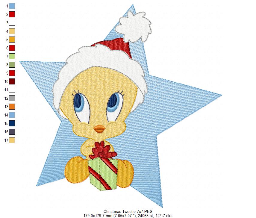 Christmas Tweetie - Fill Stitch - Machine Embroidery Design