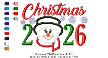 Snowman's Christmas 2026 - Appliqué - Machine Embroidery Design