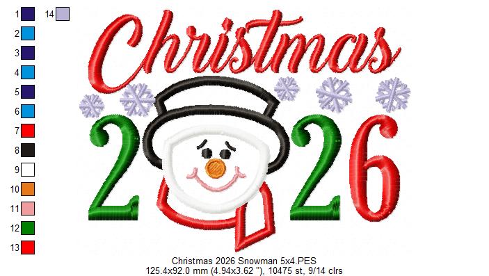 Snowman's Christmas 2026 - Appliqué - Machine Embroidery Design