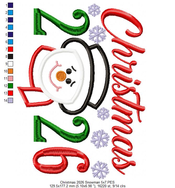 Snowman's Christmas 2026 - Appliqué - Machine Embroidery Design