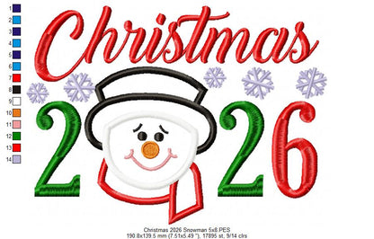 Snowman's Christmas 2026 - Appliqué - Machine Embroidery Design