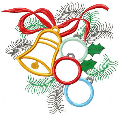 Christmas Bells and Ornaments - Appliqué - Machine Embroidery Design