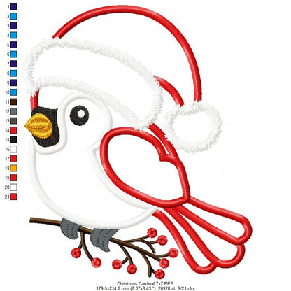 Christmas Cardinal - Fill Stitch - Machine Embroidery Design