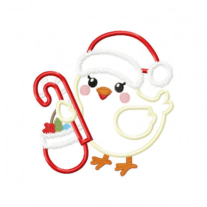 Christmas Chicken - Applique - Machine Embroidery Design