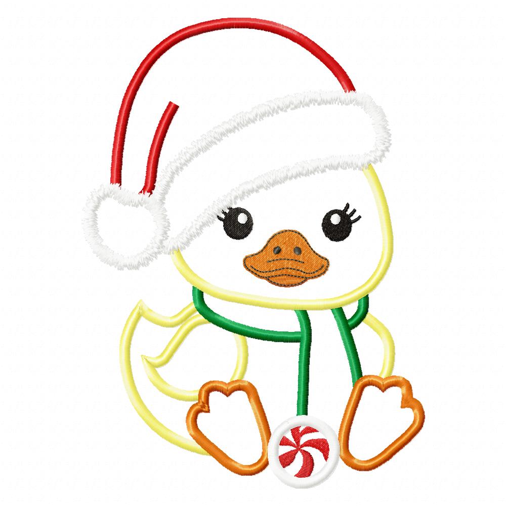 Little Christmas Duck - Applique - Machine Embroidery Design