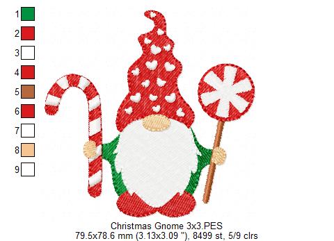 Christmas Gnome Santa Claus - Fill Stitch - Machine Embroidery Design