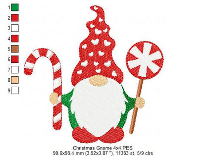 Christmas Gnome Santa Claus - Fill Stitch - Machine Embroidery Design
