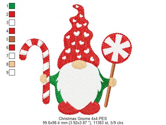 Christmas Gnome Santa Claus - Fill Stitch - Machine Embroidery Design