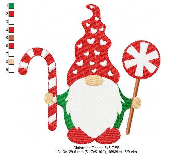 Christmas Gnome Santa Claus - Fill Stitch - Machine Embroidery Design