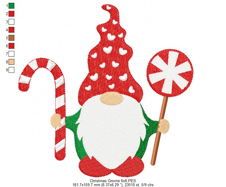 Christmas Gnome Santa Claus - Fill Stitch - Machine Embroidery Design