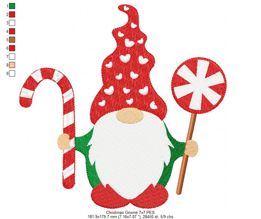 Christmas Gnome Santa Claus - Fill Stitch - Machine Embroidery Design