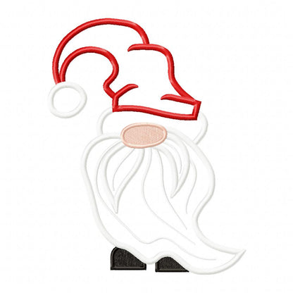 Whimsical Side Beard Christmas Gnome - Fill Stitch, Sketch & Applique - Machine Embroidery Design
