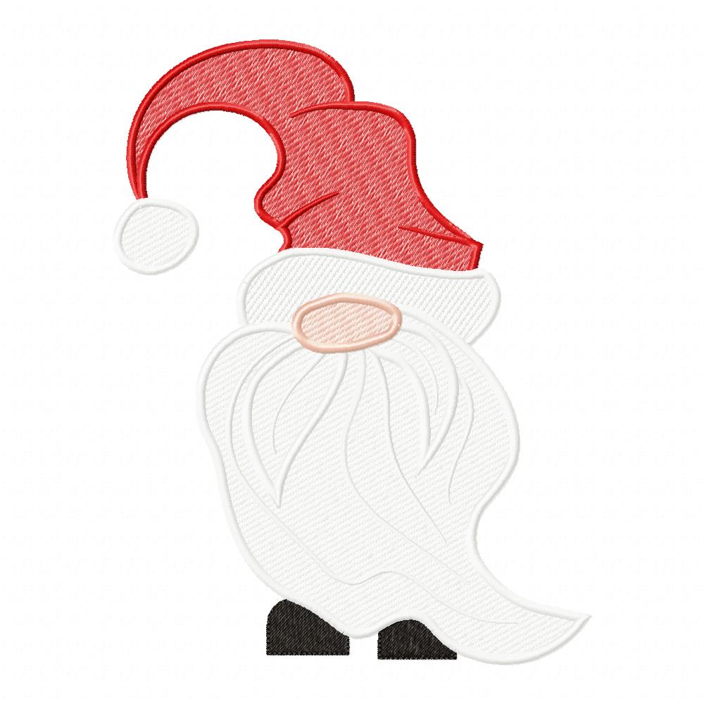 Whimsical Side Beard Christmas Gnome - Fill Stitch, Sketch & Applique - Machine Embroidery Design