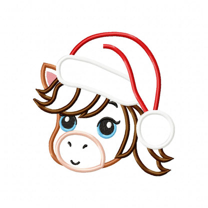 Cute Christmas Horse - Applique - Machine Embroidery Design