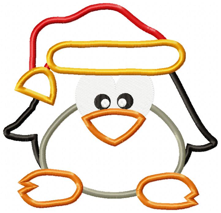 ❄️ Cute Penguin in Santa Hat 🎄🐧 – Appliqué – Machine Embroidery Design