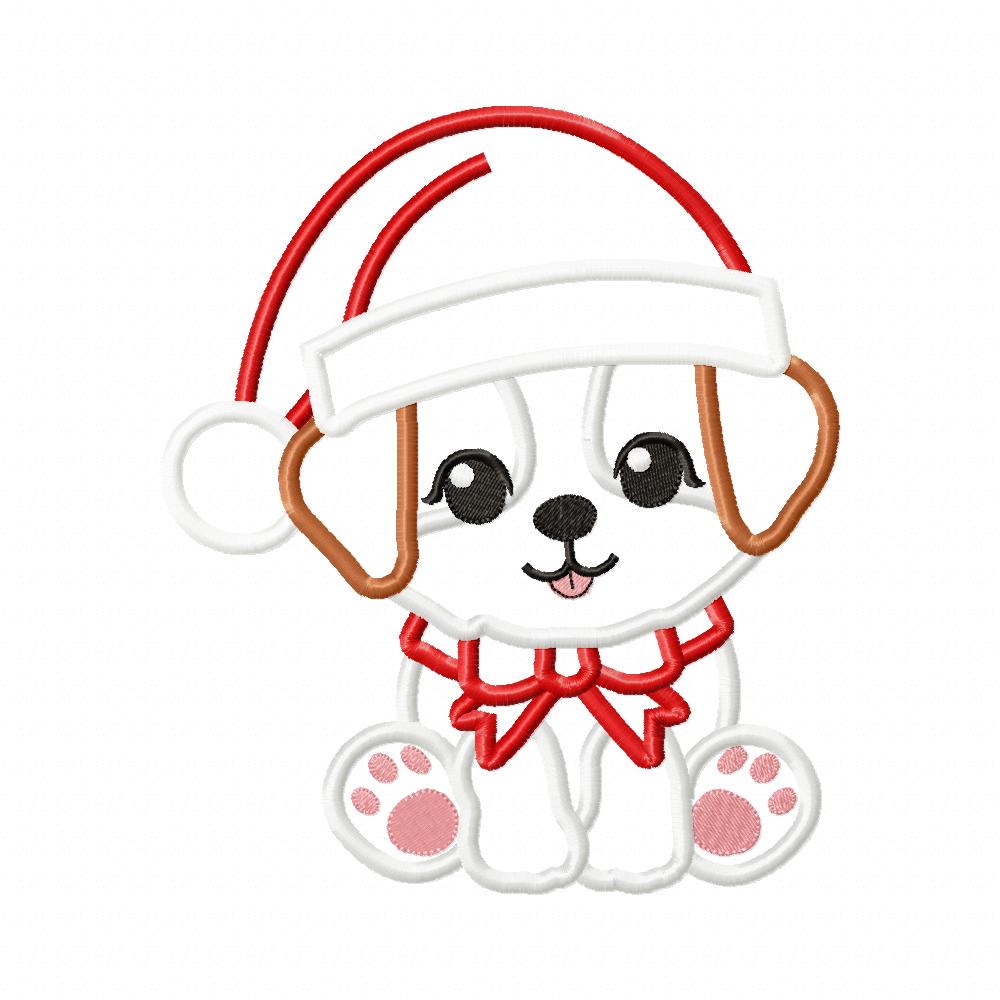 Christmas Puppy - Applique - Machine Embroidery Design