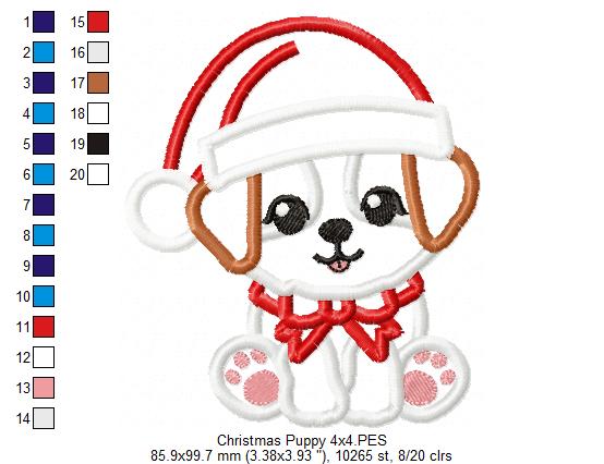 Christmas Puppy - Applique - Machine Embroidery Design