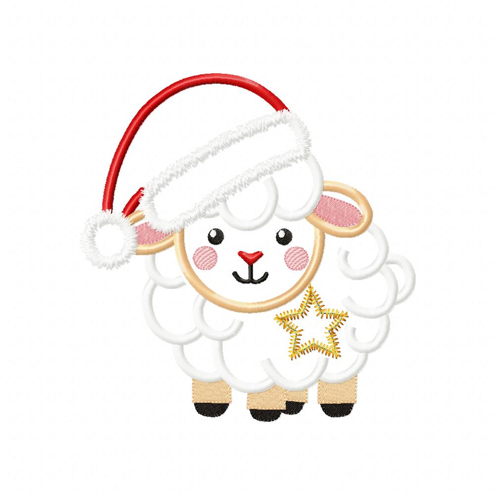 Christmas Sheep - Applique - Machine Embroidery Design