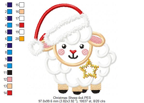 Christmas Sheep - Applique - Machine Embroidery Design