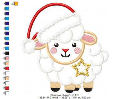 Christmas Sheep - Applique - Machine Embroidery Design