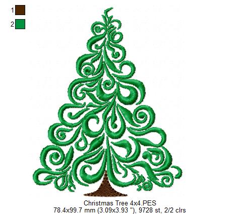 Christmas Tree - Fill Stitch - Machine Embroidery Design