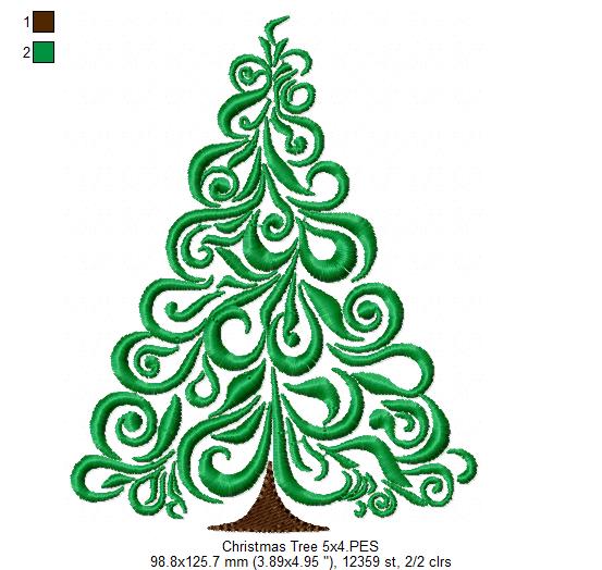 Christmas Tree - Fill Stitch - Machine Embroidery Design