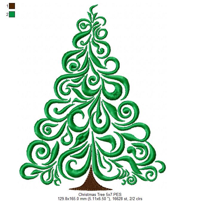 Christmas Tree - Fill Stitch - Machine Embroidery Design