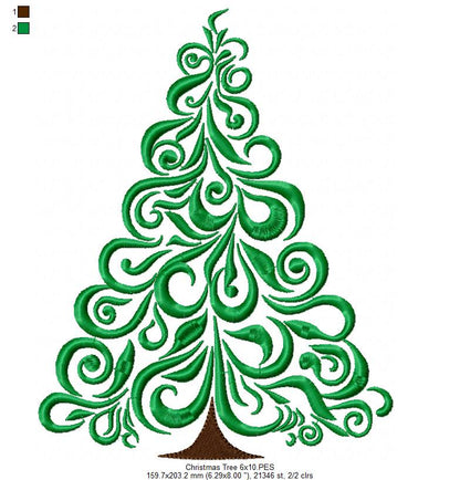 Christmas Tree - Fill Stitch - Machine Embroidery Design
