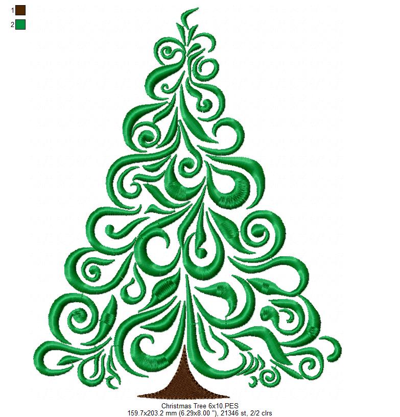 Christmas Tree - Fill Stitch - Machine Embroidery Design