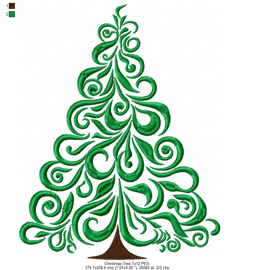 Christmas Tree - Fill Stitch - Machine Embroidery Design