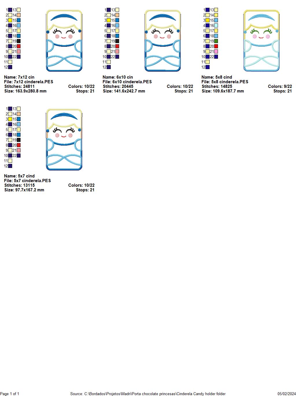 Cinderela Princess Candy Holder - ITH Project - Machine Embroidery Design