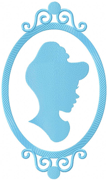 Princess Silhouette Frame Collection - Set of 12 designs - Fill Stitch Machine Embroidery Design