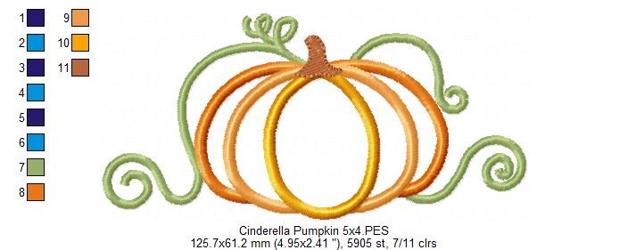 Princess Cinderella Pumpkin - Applique - Machine Embroidery Design