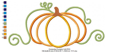 Princess Cinderella Pumpkin - Applique - Machine Embroidery Design