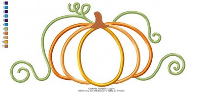 Princess Cinderella Pumpkin - Applique - Machine Embroidery Design