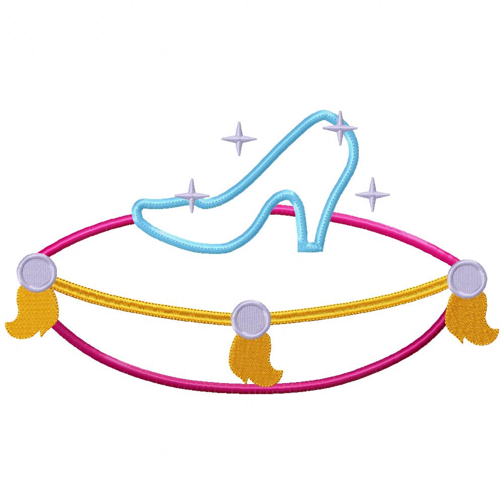 Princess Cinderella Shoe - Applique - Machine Embroidery Design