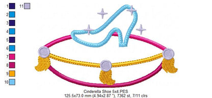 Princess Cinderella Shoe - Applique - Machine Embroidery Design