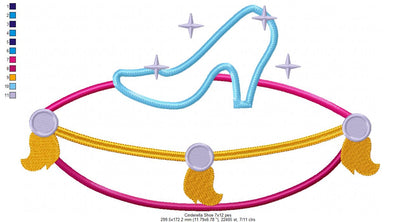 Princess Cinderella Shoe - Applique - Machine Embroidery Design