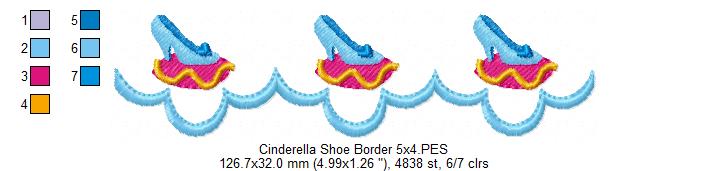 Princess Cinderella and Border - Fill Stitch Embroidery