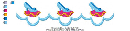 Princess Cinderella and Border - Fill Stitch Embroidery