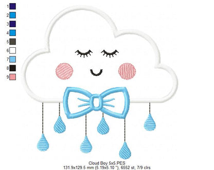 Cloud Boy - Applique - Machine Embroidery Design
