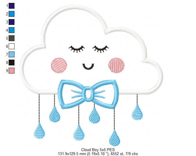 Cloud Boy - Applique - Machine Embroidery Design