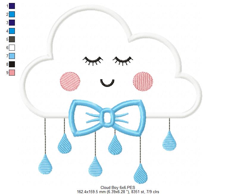Cloud Boy - Applique - Machine Embroidery Design