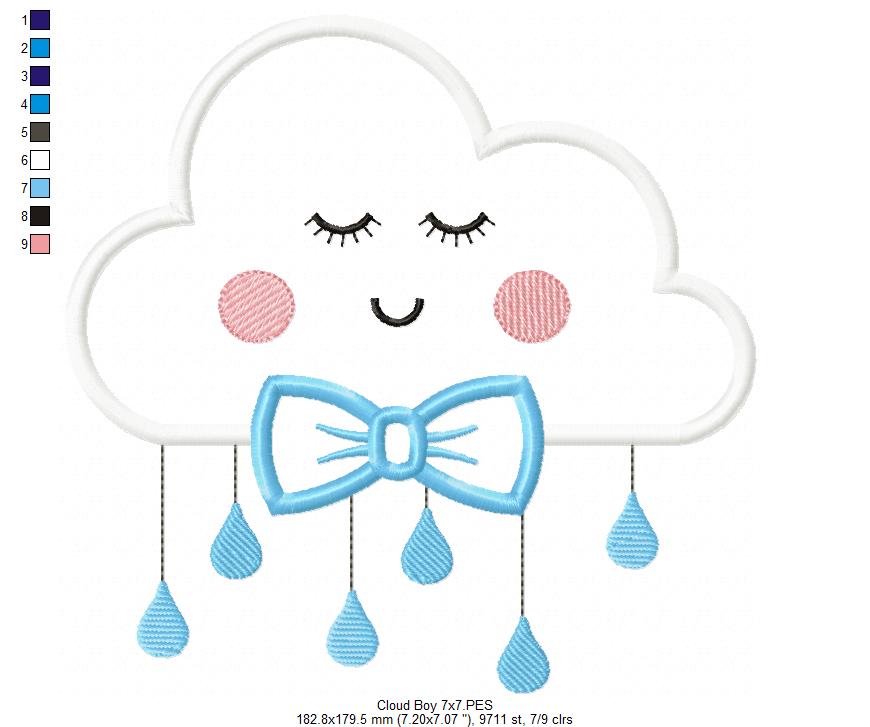 Cloud Boy - Applique - Machine Embroidery Design